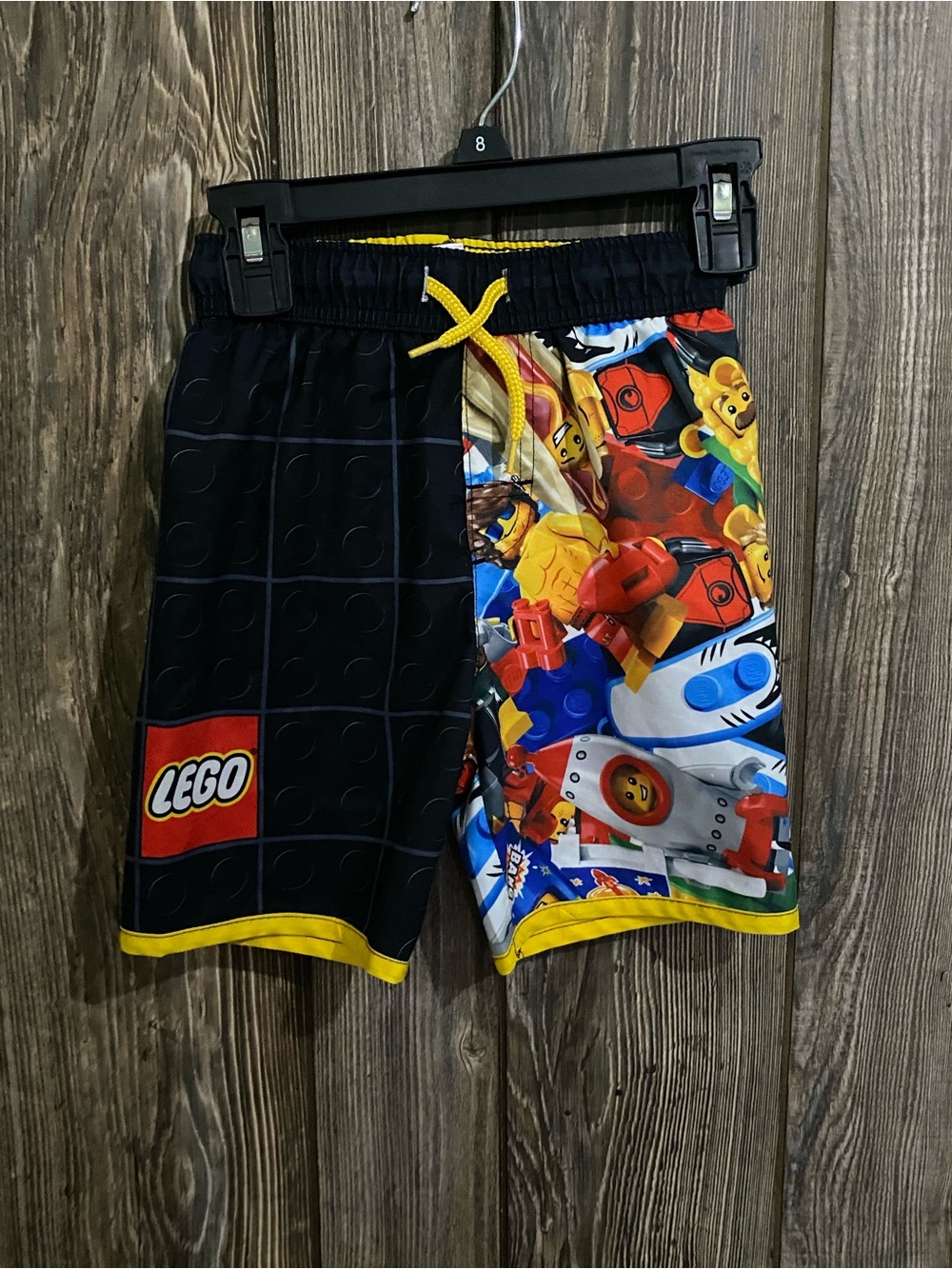 Lego Black & Yellow Kids Swim Trunks with Multicolor Character Print